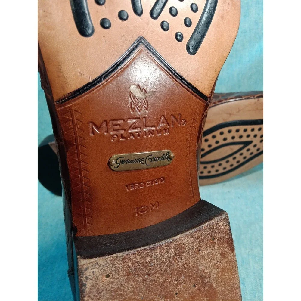 Mezlan Size 10 M  Crocodile Brown Loafer Spain Dress Shoes MEN'S